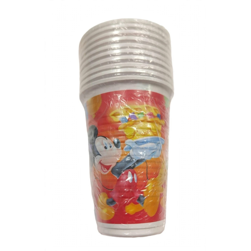10 Bicchieri TOPOLINO e Pluto 200ml - addobbo decoro tavolo torta - festa per bambini