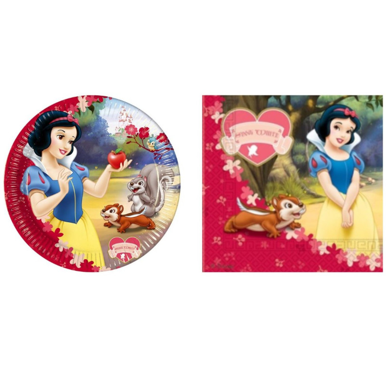 Coordinato tavola festa Biancaneve Disney Piatti Ø 19,5 cm e Tovaglioli