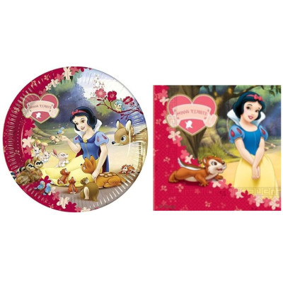 Coordinato tavola festa Biancaneve Disney Piatti Ø 23 cm e Tovaglioli