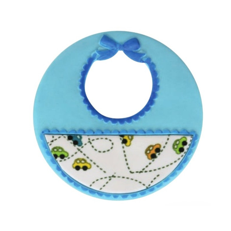 Bavaglino CELESTE in zucchero per torta nascita battesimo 1 compleanno
