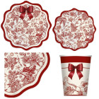 Coordinato tavola Natale RED CHINOISERIE piatti bicchieri tovaglioli 34 pezzi