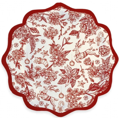 Coordinato tavola Natale RED CHINOISERIE piatti bicchieri tovaglioli 34 pezzi