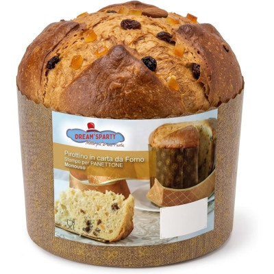 Stampo PANETTONE 1kg Alto - 5 pezzi - Pirottino monouso in carta da Forno 1000gr
